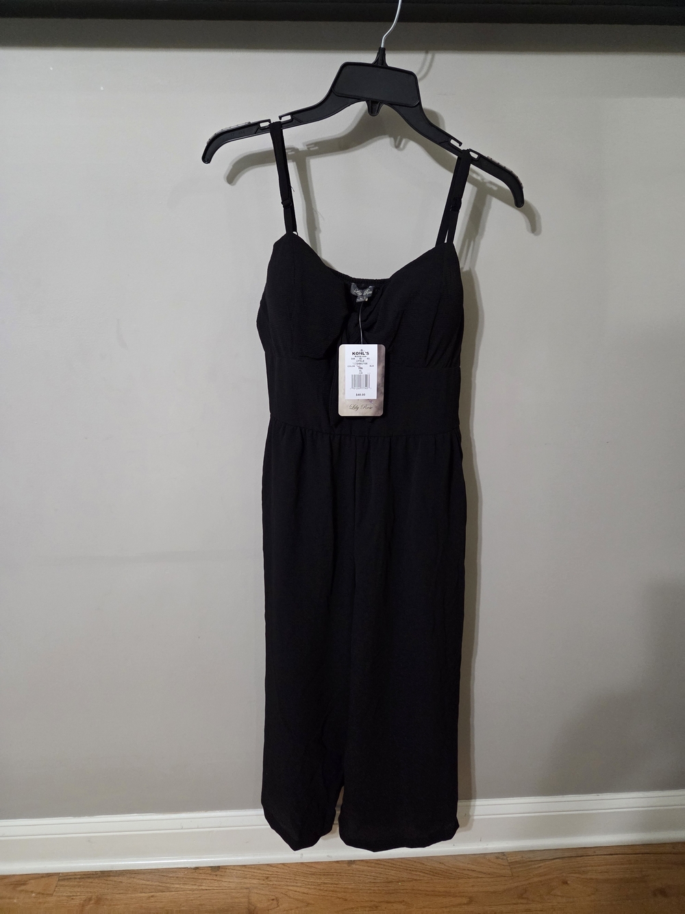 Lily Rose Black Spaghetti-Strap Midi Jumpsuit
